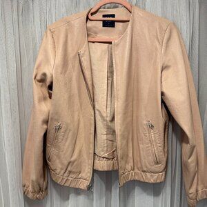 GAP Lamb Leather Zip Up Jacket Nude with Cotton Lining